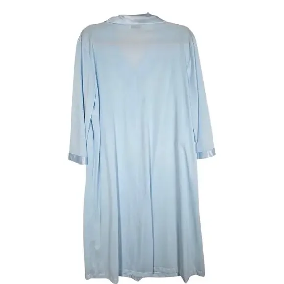 Vintage Vanity Fair Nightgown Robe Set Coloratura Womens Large Blue Made USA 90s